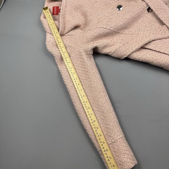 Guess Pink Boucle Double Breasted‎ Wool Pea Coat Cutaway Winter Dress Coat XS - Picture 6 of 16